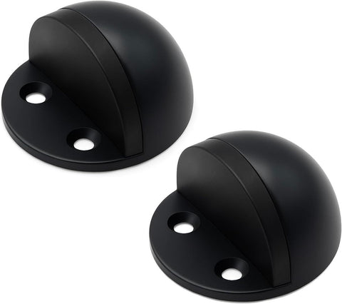 2 Pack Stainless Steel Door Stops with Rubber Buffers, Self-Adhesive or Screw Mount Wall Protectors, Matte Black, 4.8 x 2.5 cm In Australia - Darrahopens