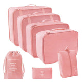7 Piece Travel Packing Cube Set with Lightweight Waterproof Nylon Organisers for Carry-On Luggage, Holidays and Business Trips, Pink In Australia - Darrahopens