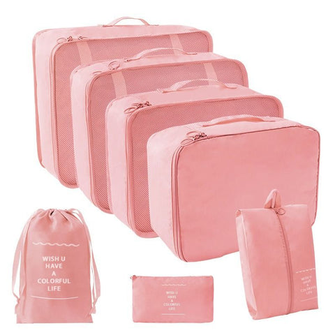 7 Piece Travel Packing Cube Set with Lightweight Waterproof Nylon Organisers for Carry-On Luggage, Holidays and Business Trips, Pink In Australia - Darrahopens