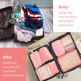 7 Piece Travel Packing Cube Set with Lightweight Waterproof Nylon Organisers for Carry-On Luggage, Holidays and Business Trips, Pink