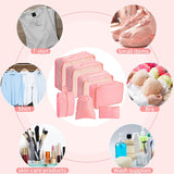 7 Piece Travel Packing Cube Set with Lightweight Waterproof Nylon Organisers for Carry-On Luggage, Holidays and Business Trips, Pink