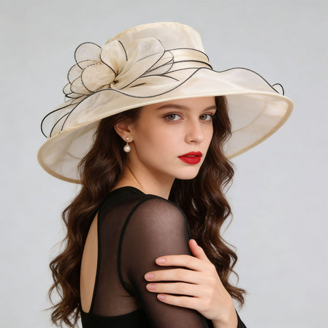 Women's Foldable Organza Wide Brim Sun Hat with Breathable Mesh Design for Beach, Travel and Garden Wear, Beige, 56-58 cm In Australia - Darrahopens