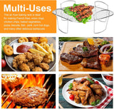 Square Stainless Steel Air Fryer Basket Rack with Raised Mesh Base for Crisp Cooking, Roasting and Baking, Silver, 20 x 20 x 9 cm In Australia - Darrahopens