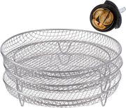 3 Tier Round Stainless Steel Air Fryer Rack with Stackable Mesh Layers for Baking, Drying and Crisp Cooking in Ovens and Air Fryers In Australia - Darrahopens