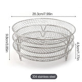 3 Tier Round Stainless Steel Air Fryer Rack with Stackable Mesh Layers for Baking, Drying and Crisp Cooking in Ovens and Air Fryers