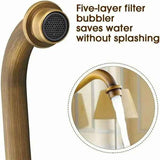 360 Degree Rotation Rotatable Faucet Double Brass Basin Faucet Brushed Kitchen Sink Soft Close Vintage Tap for Hot and Cold, Antique Copper Finish In Australia - Darrahopens