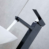 High Spout Single Hole Basin Mixer Faucet, Single Handle Hot and Cold Bathroom Tap with Copper Mixer Body, Black Finish In Australia - Darrahopens