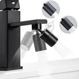 Faucet aerator, 360 Degree Rotation rotatable nozzle for kitchen faucet, 2 Outlet Positions, M22/M24 Thread Compatibility, 2 Spray Modes, Black Finish