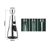 Kitchen Faucet Nozzle, 360 Degree Rotation Rotating Mixer Tap Sprayer, ABS material, 3 Spray Modes, Silver/Black Finish Options