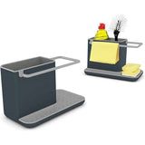 Sink storage/organizer with integrated drain, holder for sponge, brush, detergent and dishcloth, removable, regular size, Gray, Grey Finish In Australia - Darrahopens