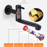 Wall-mounted cold water faucet for washing machine, mop, pool and garden, stainless steel material, Black Finish In Australia - Darrahopens
