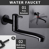 Wall-mounted cold water faucet for washing machine, mop, pool and garden, stainless steel material, Black Finish In Australia - Darrahopens