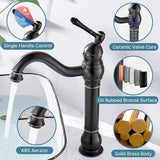 High Bathroom Faucet 360 Degree Rotation Rotatable Countertop Mixer, Retro Classic Bathroom Faucet Brass Countertop Mixer, Black Finish In Australia - Darrahopens