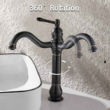 High Bathroom Faucet 360 Degree Rotation Rotatable Countertop Mixer, Retro Classic Bathroom Faucet Brass Countertop Mixer, Black Finish In Australia - Darrahopens