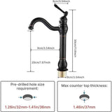 High Bathroom Faucet 360 Degree Rotation Rotatable Countertop Mixer, Retro Classic Bathroom Faucet Brass Countertop Mixer, Black Finish In Australia - Darrahopens