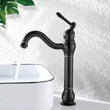 High Bathroom Faucet, 360 Degree Rotatable Countertop Mixer, Retro Classic Brass Bathroom Basin Faucet, Single Handle, Black Finish In Australia - Darrahopens