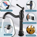 High Bathroom Faucet, 360 Degree Rotatable Countertop Mixer, Retro Classic Brass Bathroom Basin Faucet, Single Handle, Black Finish In Australia - Darrahopens