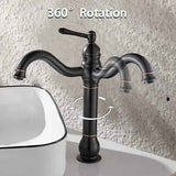 High Bathroom Faucet, 360 Degree Rotatable Countertop Mixer, Retro Classic Brass Bathroom Basin Faucet, Single Handle, Black Finish In Australia - Darrahopens