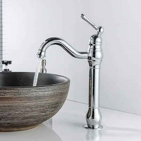 Retro Basin Faucet Swivel 360 Degree Rotation Single Handle Bathroom Mixer High Spout Cold and Hot Water Available, brass material, Chrome Finish In Australia - Darrahopens