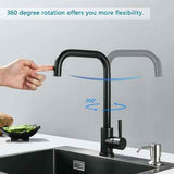 Kitchen Faucet 7-Shaped Kitchen Faucet in 304 Steel Kitchen Faucet 360 Swivel with Removable Aerator Anti-limescale, Black/Brushed Finish Options In Australia - Darrahopens