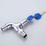 Anti-theft Faucet for Outdoor, Anti-theft Brass Faucet, Lockable Outdoor Faucet, for Washing Machine in Garden, scratch-resistant, Silver Finish
