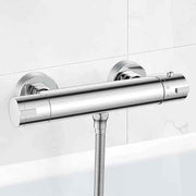 Wall-mounted thermostatic shower mixer with 38 degree C anti-scalding safety lockout, solid brass material, Chrome Finish In Australia - Darrahopens
