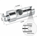 Adjustable Shower Head Holder for Slide Rail, 18-28 mm Shower Rod Fit, 360 Degree Rotation Rotatable with 2 Hooks, Chrome/Black Finish Options