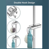 Adjustable Shower Holder with 2 Hooks for 16-27 mm Shower Rod Fit Shower Rail Wall Mounted Hand Shower Holder, 360 Degree Rotation, Chrome Finish In Australia - Darrahopens