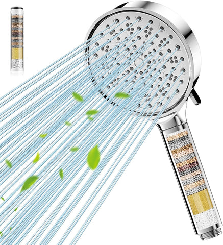 Cobbe Shower Head With Filter- High Pressure Bathroom Nozzle With 6 Spray Modes, Large Strong Flow Rain for Hard Water Filter, Chrome Finish In Australia - Darrahopens