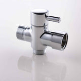 3-way T-connector with shut-off valve for bathroom, 7 x 7 Overall Size, 1 x 3 Overall Size, leak-resistant use, Silver Finish In Australia - Darrahopens