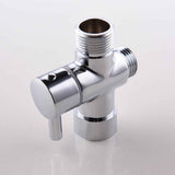 3-way T-connector with shut-off valve for bathroom, 7 x 7 Overall Size, 1 x 3 Overall Size, leak-resistant use, Silver Finish In Australia - Darrahopens