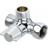 Solid Brass 3-way valve, 3-way diverter valve, 3-way shower valve, G1/2" T-adapter valve, for shower, hand shower and diverter shower, Silver Finish