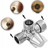 Solid Brass 3-way valve, 3-way diverter valve, 3-way shower valve, G1/2" T-adapter valve, for shower, hand shower and diverter shower, Silver Finish