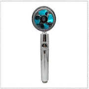 Shower Head Water Saving High Pressure Turbo Propeller Flow Shower Nozzle with Fan Built-in Filter Rain Shower Bathroom Accessories, Blue Finish In Australia - Darrahopens