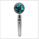 Shower Head Water Saving High Pressure Turbo Propeller Flow Shower Nozzle with Fan Built-in Filter Rain Shower Bathroom Accessories, Blue Finish In Australia - Darrahopens