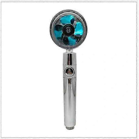 Shower Head Water Saving High Pressure Turbo Propeller Flow Shower Nozzle with Fan Built-in Filter Rain Shower Bathroom Accessories, Blue Finish In Australia - Darrahopens