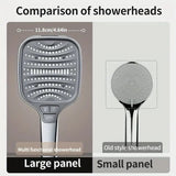 Large Panel Shower Head, 8 Adjustable Positions, Wide Water Outlet, Handheld Bathroom Shower Accessory, Chrome Finish