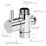 Diverter Valve Bathtub Shower Three-Way Valve, brass material, 1/2" Thread, G1/2 Thread, 3-Way Diverter, Chrome Finish