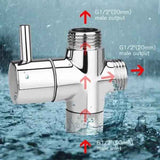 Diverter Valve Bathtub Shower Three-Way Valve, brass material, 1/2" Thread, G1/2 Thread, 3-Way Diverter, Chrome Finish
