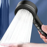 High Pressure Shower Head with 1.5 m Hose and Bracket, Piano Key Spray Control, Durable ABS Plastic, Black Finish