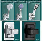 Shower Head Holder, 360 Degree Rotation Adjustable, Self-Adhesive, No Drilling, Waterproof, Universal, ABS material, Black Finish In Australia - Darrahopens