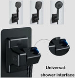 Shower Head Holder, 360 Degree Rotation Adjustable, Self-Adhesive, No Drilling, Waterproof, Universal, ABS material, Black Finish