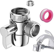 Faucet Adapter with Distributor- 3-Way Switch with M22/M24 Thread/G1/2" Threads for Kitchen Faucet & Hand Shower, solid brass material, Chrome Finish
