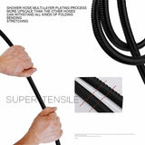 Stainless Steel Shower Hose, Kink-Resistant and Explosion-Proof, Brass Fittings, G1/2 Thread, 1.5 m Hose Length, Matte Black Finish