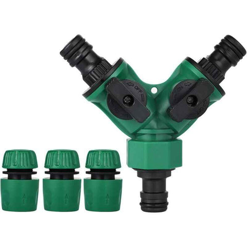Garden Hose Connector, Garden Hose End, Y Hose Splitter, Garden Hose Tap Adapter, Gardena Connector with 2 Valve Outlets for Garden Tap, Green Finish In Australia - Darrahopens