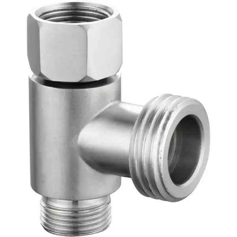 3-way 3/8" and 1/2" 3-way adapter Tee connector Stainless steel 3/8" water pipe T-connector, G1/2 Thread, Brushed Nickel Finish
