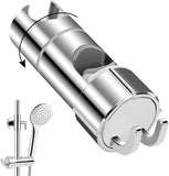 Hand Shower Holder for 16-27 mm Shower Rod Fit Rail, Adjustable Replacement Shower Holder, 360 Degree Rotation, with 2 Hooks, Chrome Finish