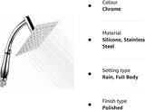 Powerful Rain Shower Head- High Pressure Rain Shower Heads- Large Square Shower Head Universal Replacement Shower Accessories, Chrome Finish