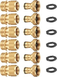 Garden Hose Quick Connector Set Solid Brass No Leak 3/4 Inch Thread Water Fitting for Garden Irrigation 6 Pack