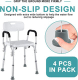 Shower Chair Replacement Feet Non Slip Rubber Suction Cup with Metal Insert for Shower Stool Bench and Bath Chair Gray 4 Pack